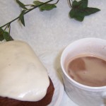 Hot cocoa goes great with a sweetbread!  Perfect for an autumn treat!